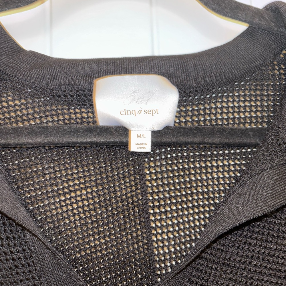 Cinq à Sept Mesh Pullover Black Coverup Oversized Shirt Black Size M/L - Picture 5 of 9